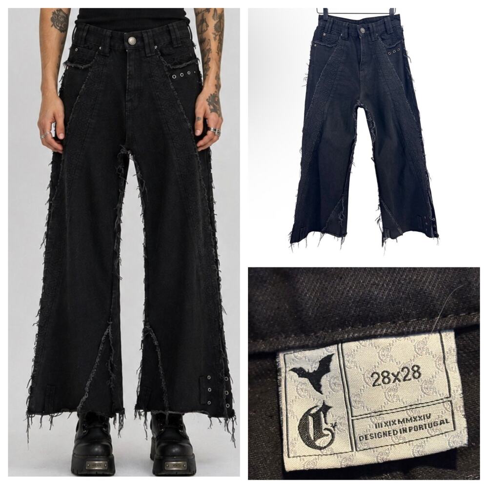 Corvidae X Ditch Jeans 28 x 28 Black Cyberpunk Dystopian Streetwear Alt Matrix